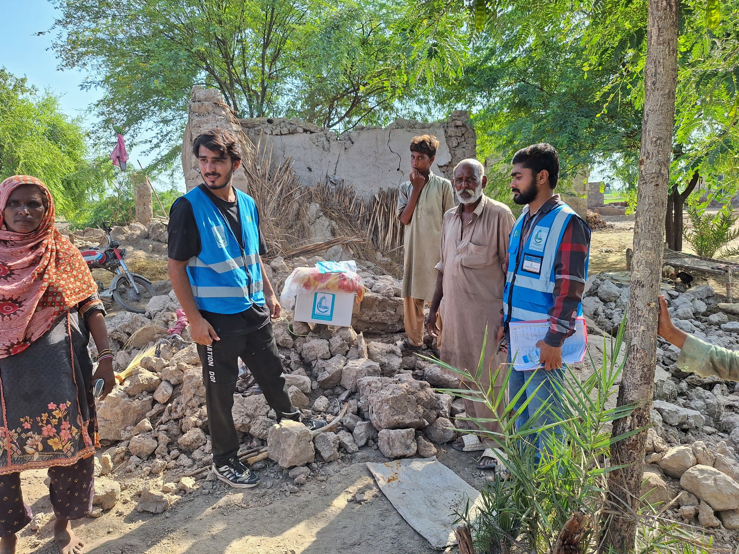 Emergency tents and shelter materials provided to flood-affected communities in Pakistan
