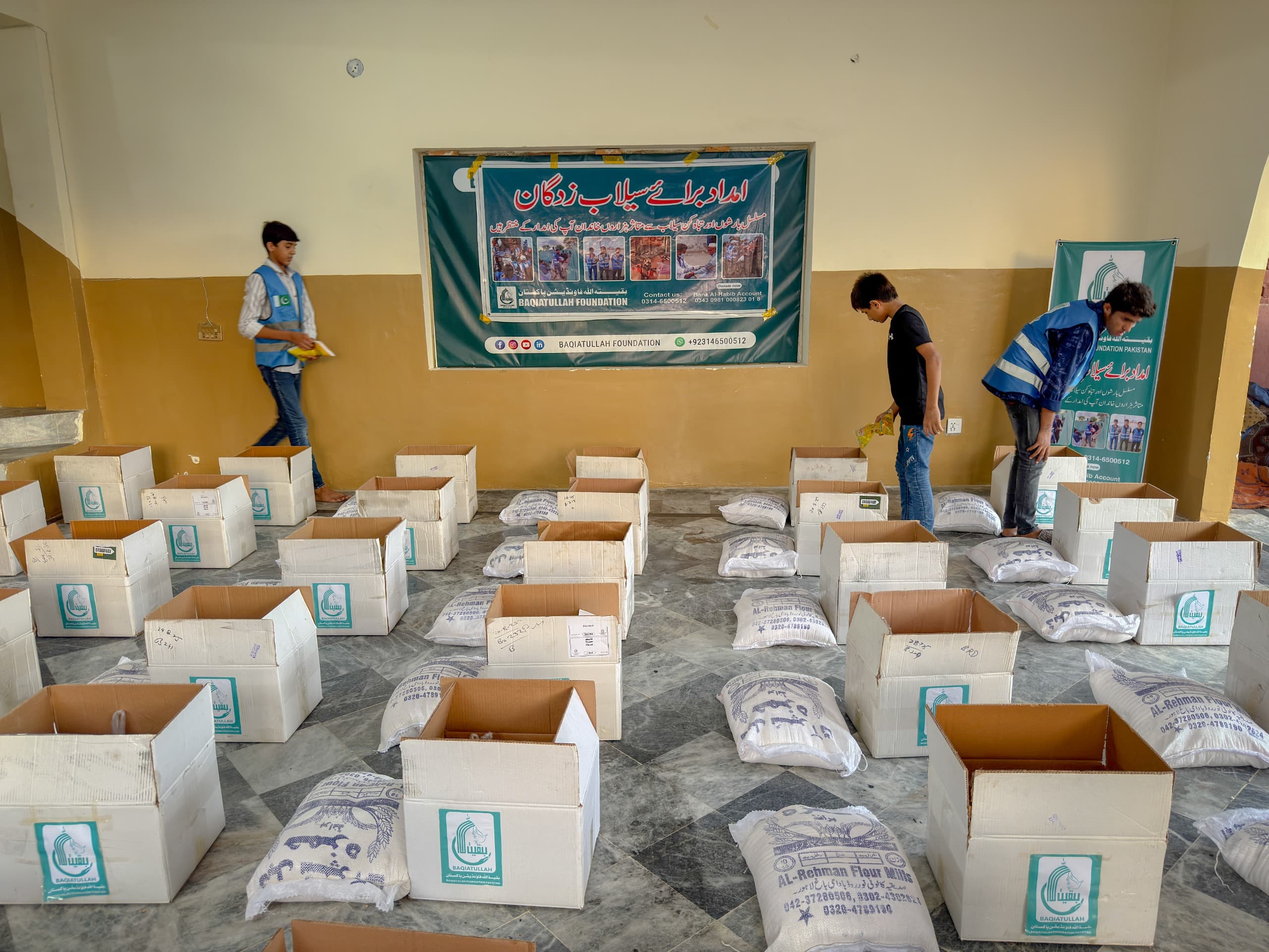 Clean drinking water filtration kits distributed during the flood relief campaign