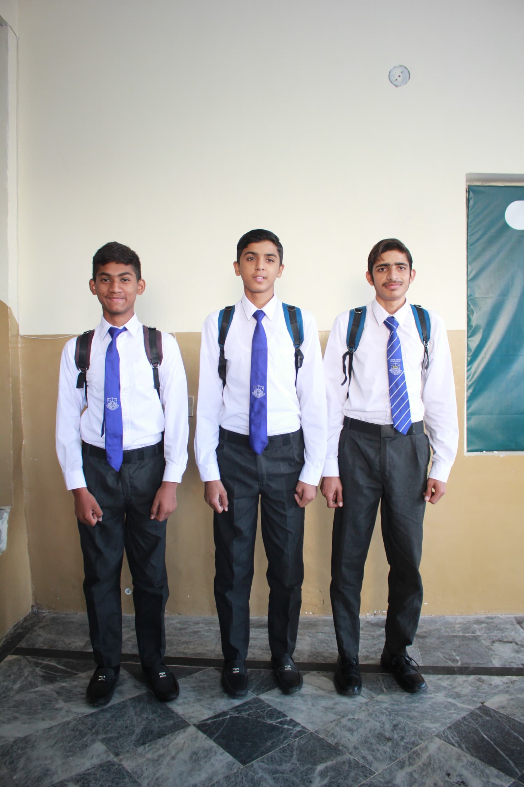 Students with school bags, shoes and uniforms ready for class at the foundation